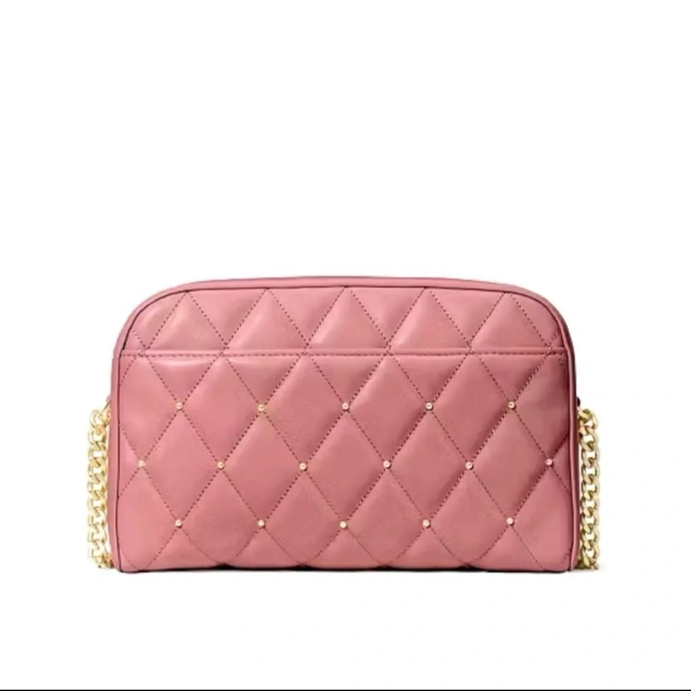 Kate Spade Carey Chain Crossbody Camera Bag Quilted Studded Gold Chain